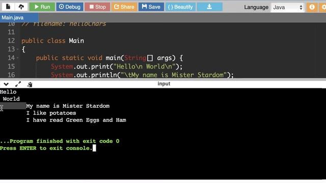 Java Output Lesson 01 - Special Characters смотреть онлайн