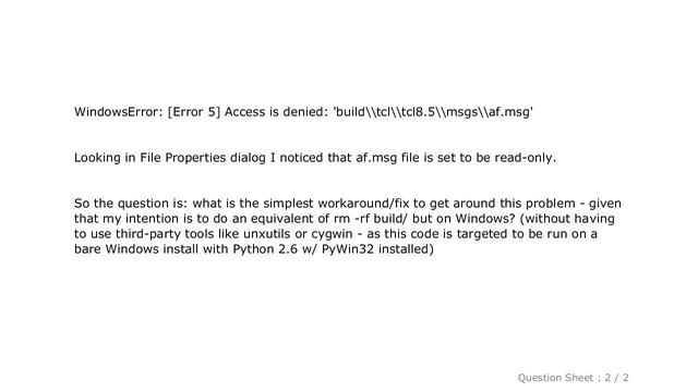 Windows : shutil.rmtree fails on Windows with 'Access is denied' смотреть онлайн