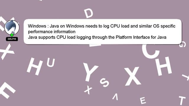 Windows : Java on Windows needs to log CPU load and similar OS specific performance information смотреть онлайн