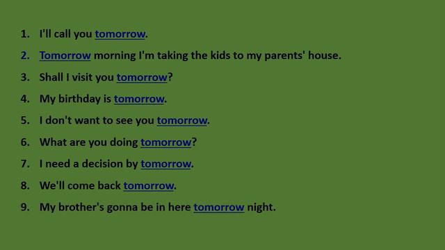 10 Sentences with 'TOMORROW' смотреть онлайн