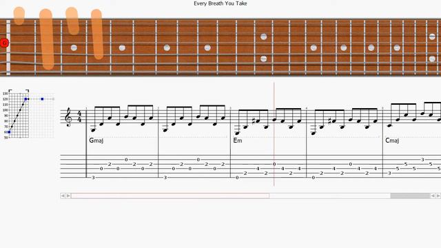 Every Breath You Take (guitar intro, speed curve exercise, 60-120) смотреть онлайн