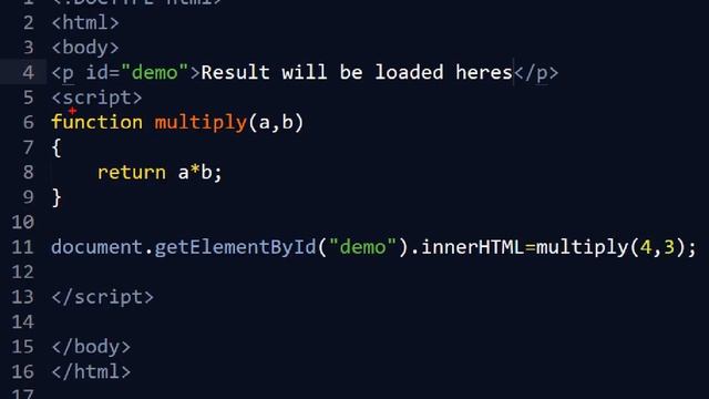 JavaScript function with return type example смотреть онлайн