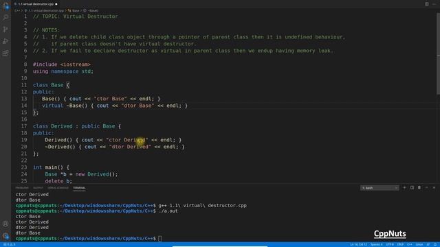 Virtual Destructor In C++ смотреть онлайн