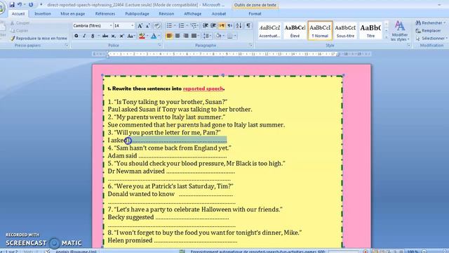 Reported Speech (grammar lesson) смотреть онлайн
