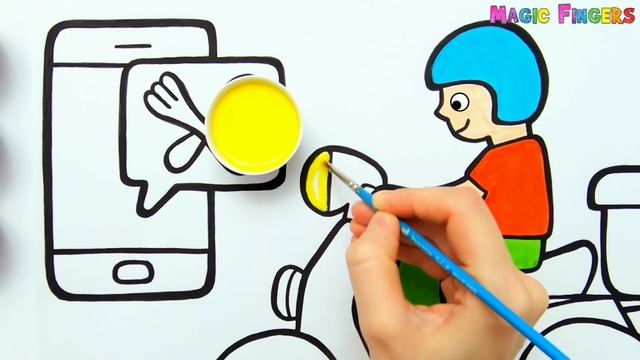 Drawing, Painting And Coloring Food Delivery For Kids & Toddlers | Draw, Paint With Me #226