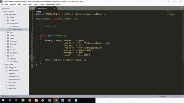 cara mengirim email dari codeigniter смотреть онлайн