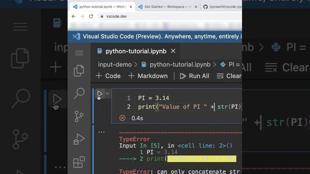 [3] Python tutorial with vscode.dev #python #convert #number to #string #beginners смотреть онлайн