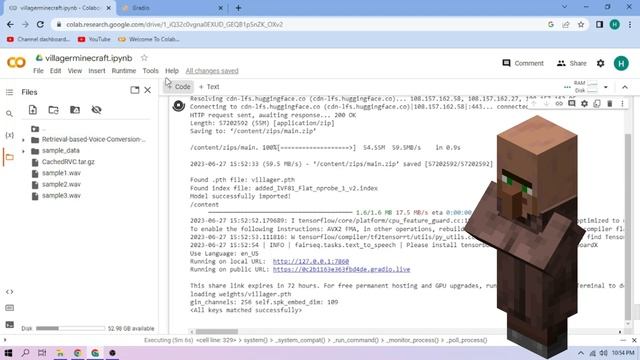 Minecraft Villager AI Voice Model - RVC 1-CLICK Google Colab Setup смотреть онлайн