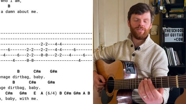 Teenage Dirtbag Guitar Tabs, Chords Guitar Lesson Tutorial (in Depth)