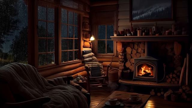 Rain & Thunderstorm Sounds With Fireplace For Sleep, Study, Relax | 8 Hours
