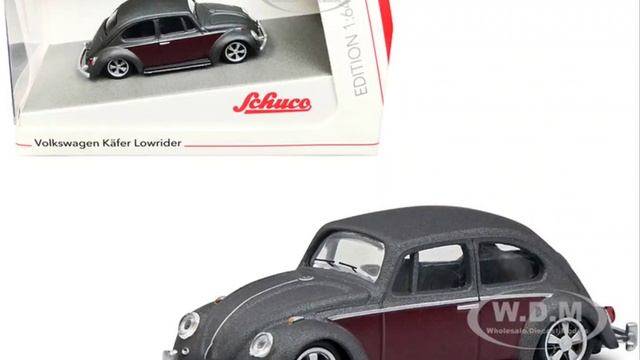 Volkswagen Beetle Lowrider Matt Gray Metallic with Burgundy Sides 1/64 Diecast Model Car by Schuco смотреть онлайн
