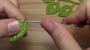 Вязание веточки листиков - урок вязания крючком -Crochet leaf sprigs