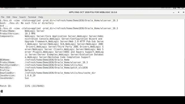 [WLS 10.3.6] Steps to apply October 2020 PSU on WebLogic Server using bsu command смотреть онлайн