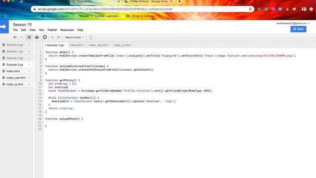 Files (Puppygram Web App) - Episode 10.3 | Apps Script ~ Drive Service смотреть онлайн