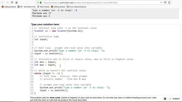 Building Java Programs Ch 7 Self-Check 5.13 sentinelMinMax смотреть онлайн