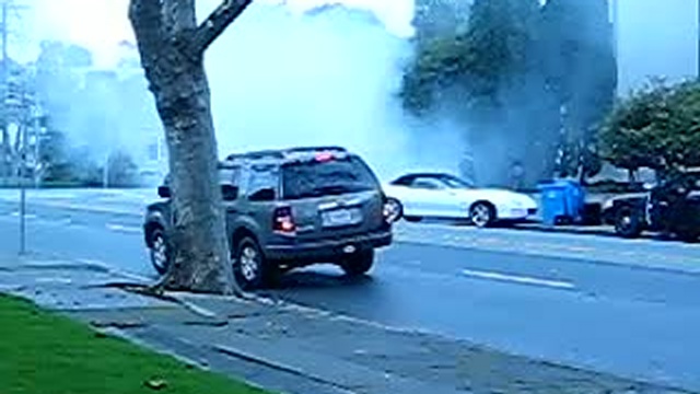 Агрессивная женщина пытается подвинуть полицейскую машину смотреть онлайн