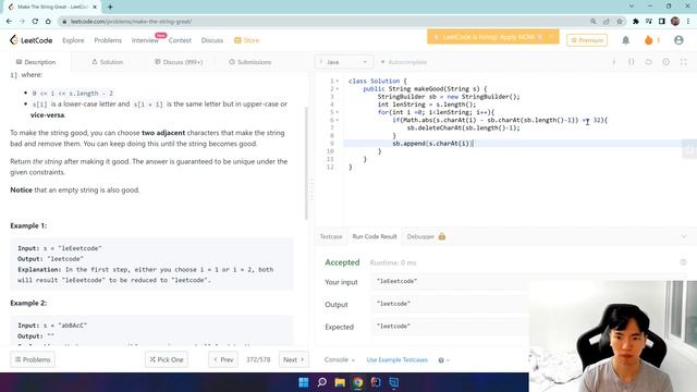 Leetcode 1544 Make America Great Again ?? in Java (3 ways - recursive, stringbuilder, deque) смотреть онлайн