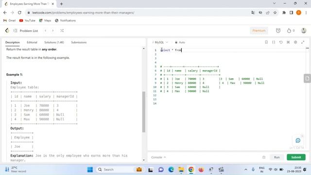 181. Employee Earning More Than Their Managers [SQL Query] | Leetcode problem Easy смотреть онлайн