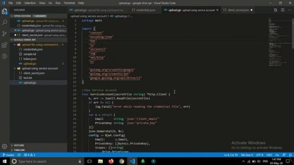 Google Drive API in Golang - Upload file on google drive using service account