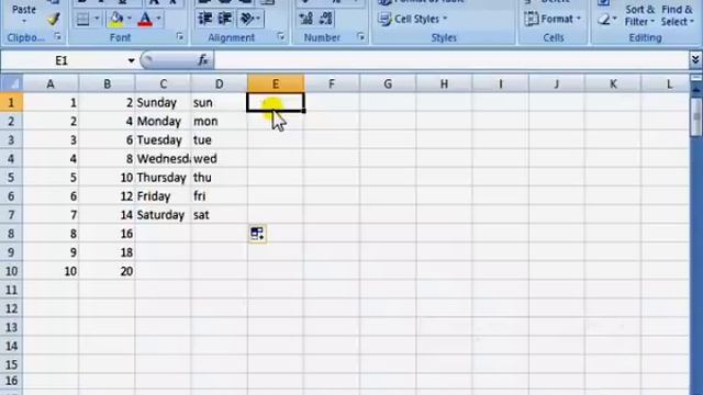 Autofill Series of Numbers, Day, Month & Date in MS Excel 2007 Tutorial in Hindi Part 2 смотреть онлайн