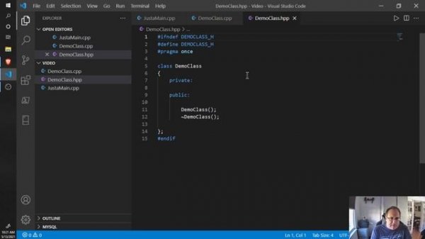Create C++ Class in Visual Studio Code