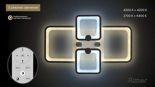 Светодиодная диммируемая люстра QUADRO Ritter артикул 52016 0 смотреть онлайн