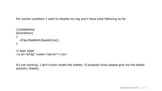 HTML : Disable "a" href tag using code behind(c#) in asp.net 4.0 смотреть онлайн