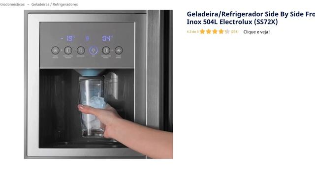 Geladeira Refrigerador Side By Side Frost Free Inox 504L Electrolux SS72X смотреть онлайн