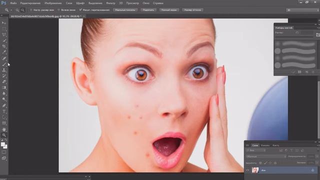 Как убрать прыщи в фотошопе?Очень простой,легкий и быстрый способ смотреть онлайн