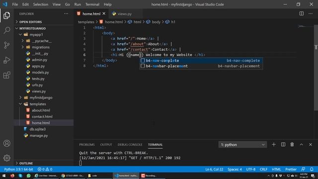 #7 Render Value in HTML Template - Django Tutorials смотреть онлайн