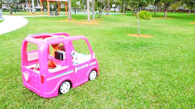Vlad And Nikita Ride On Barbie Car To Camping
