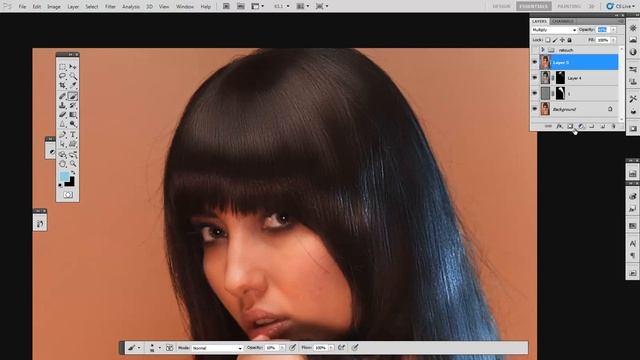 Hair Retouch. Shining and glossy effect for stock images. смотреть онлайн