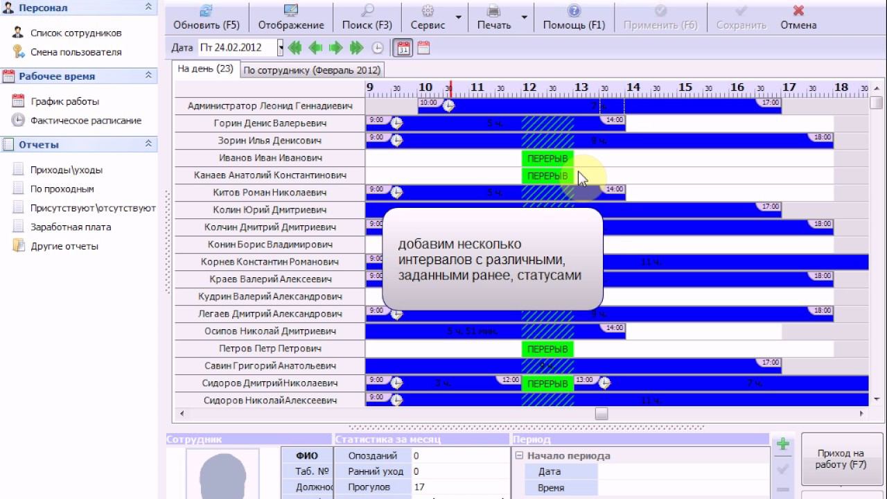 Статусы рабочего времени