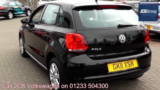 2011 Volkswagen Polo Hatch SE 1.2l Deep Black Pearl Effect GK11XSN for sale at JCB VW Ashford смотреть онлайн