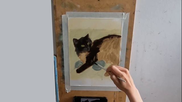 Painting A Black Cat In Oils - 30 Minute Oil Painting Demo By Sarah Halliday смотреть онлайн