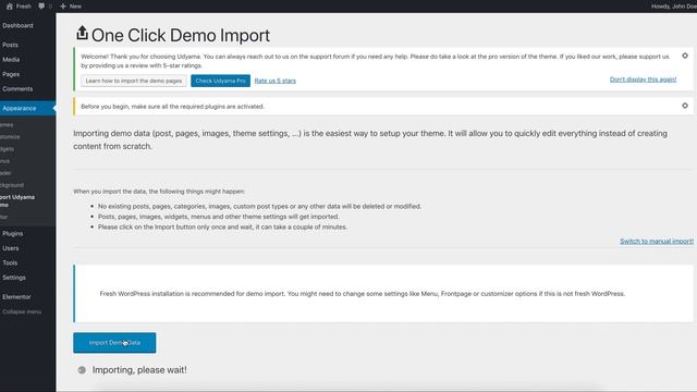 Import Demo Content - Udyama WordPress Theme - Perfect free WordPress theme for Business Website смотреть онлайн