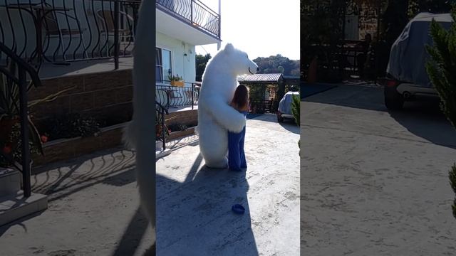 Именинница смеялась и плакала !! ?Поздравление от белого мишки Зиновия из Сочи ? смотреть онлайн