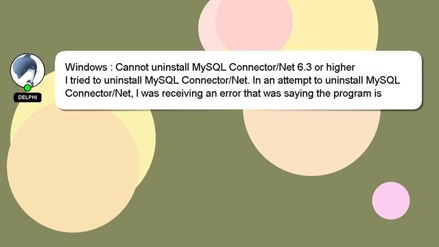 Windows : Cannot uninstall MySQL Connector/Net 6.3 or higher смотреть онлайн