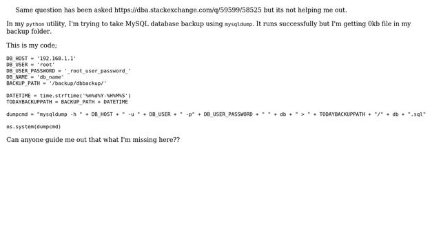 Databases: 0kb backup using mysqldump (2 Solutions!!) смотреть онлайн