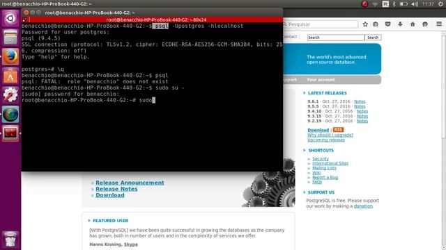 PSQL - Abrindo o PSQL e Trocando a senha do usuário postgres смотреть онлайн