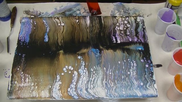 Силикон в акриловой заливке. Композиция № 6. Fluid Art, Pouring Acrylic, Fluid Painting Fun.