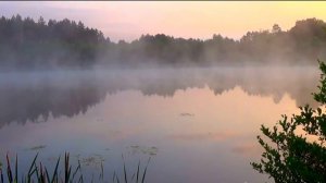 Красивая природа.Туман над озером. Безмятежность.