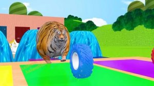 Paint Animals Gorilla,Lion,Tiger,Elephant,Cow,Black Bear,Zebra Fountain Crossing Animal Cartoon Gam