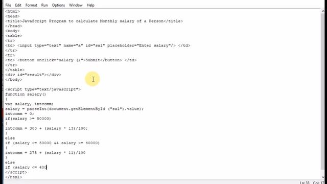 JavaScript Program to calculate Monthly salary of a Person смотреть онлайн