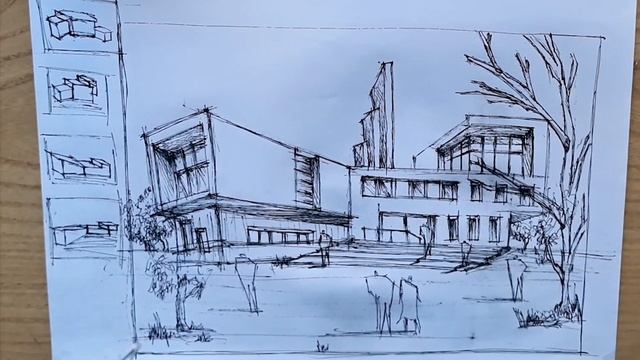 perspective with demonstration - sketch 1 - architectural design #architecture #architecture #sketc смотреть онлайн