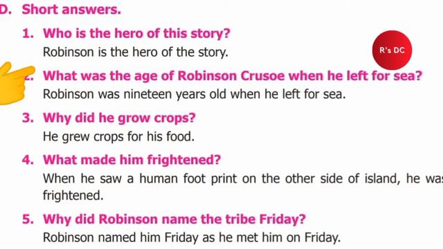 Class 4 English Term 1 Unit 3 | Robinson Crusoe | Short Answers Exercise смотреть онлайн