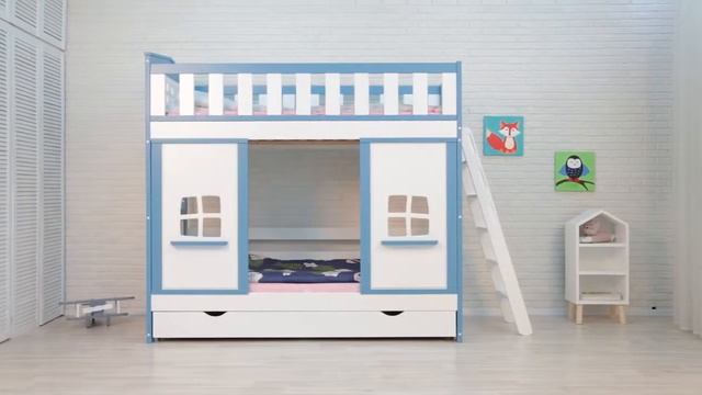 Кровать домик двухъярусная Home Forest с двумя окошками смотреть онлайн