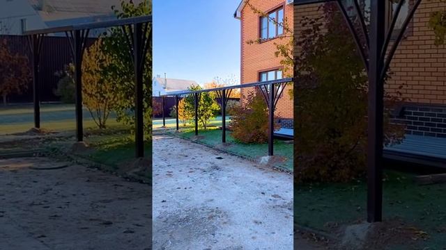 Построили очередной навес из поликарбоната 12,5*8,5 | Навес на 4 автомобиля Спецкаркас смотреть онлайн