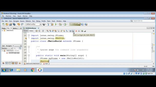 JFrame and JButton simple example in JAVA Swing смотреть онлайн
