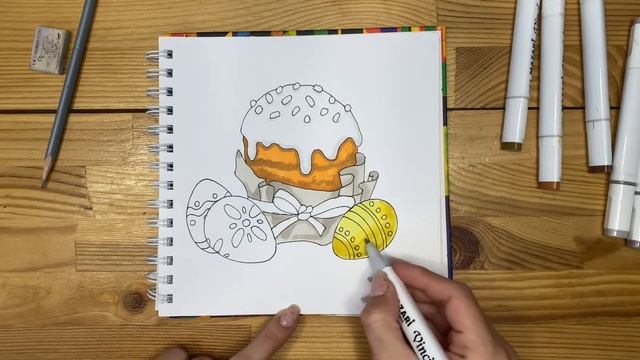 Пасхальный рисунок скетч маркерами для скетчбука | Срисовка картинки для начинающих смотреть онлайн